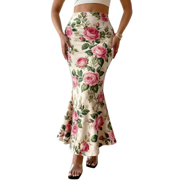 Hot-Selling New High-Waisted Printed Polyester Fitted Pencil Skirt