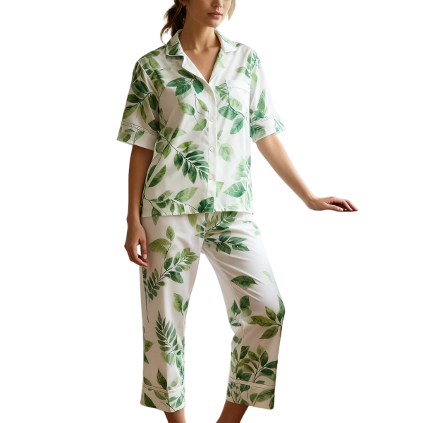Breathable Long-Sleeve Printed Comfortable Women's Casual Pajama Set