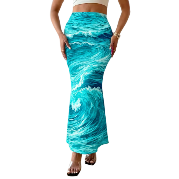 High-Waisted Printed Polyester Women's Hot-Selling New Pencil Skirt