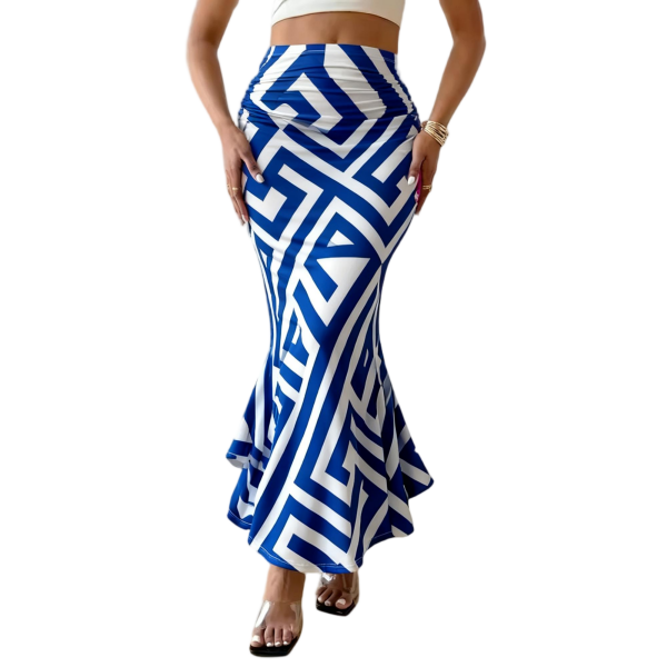 Women's Hot-Selling New Printed High-Waisted Polyester Pencil Skirt